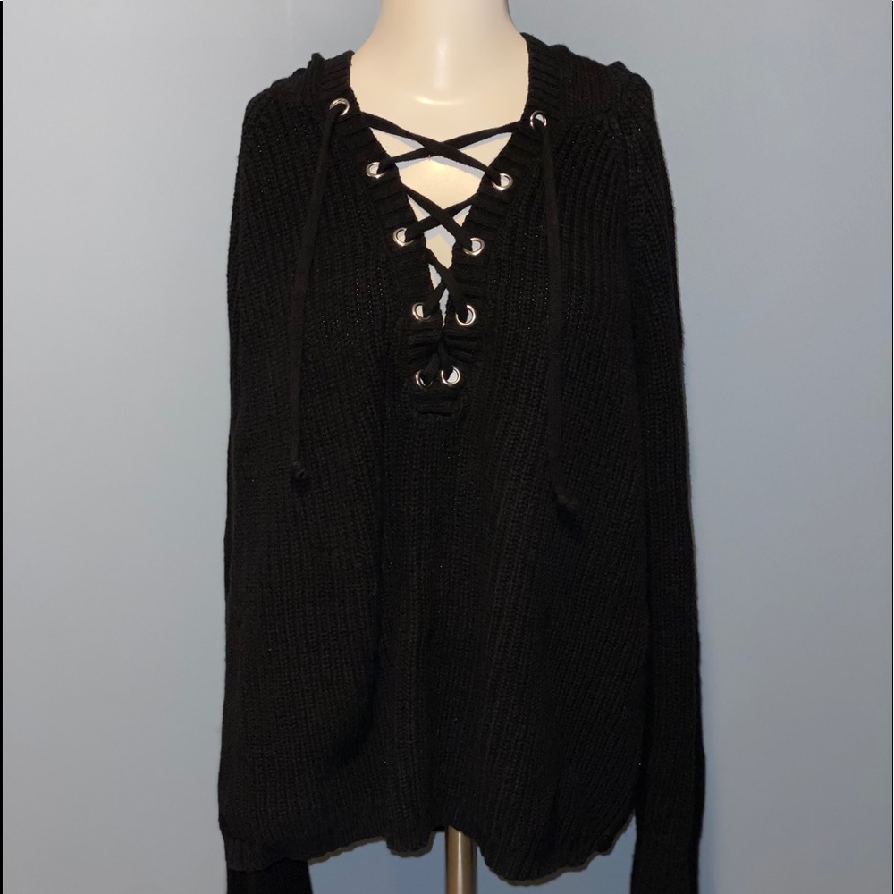 Long Sleeve Lace Up Sweater